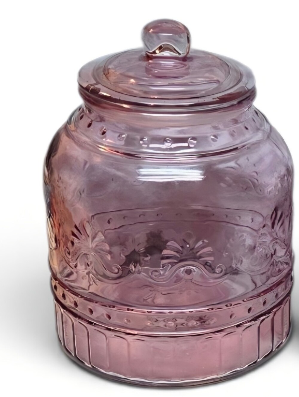 The Pioneer Woman Pink Rose Cassie Glass Large Canister 8"Tx6.25 Diameter 80oz